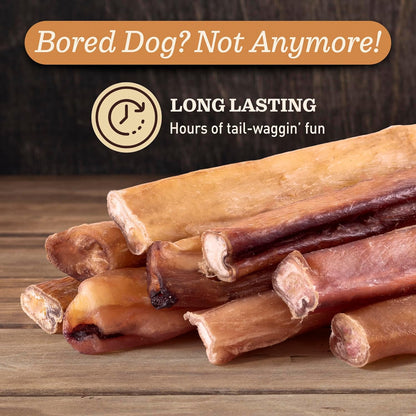 Pet Odor-Free Extra-Thick Jumbo Bully Sticks for Large Dogs (12", 5 Pack) – All-Natural, Long-Lasting Dog Chews Made from 100% Grass-Fed Beef, High-Protein & Grain-Free.