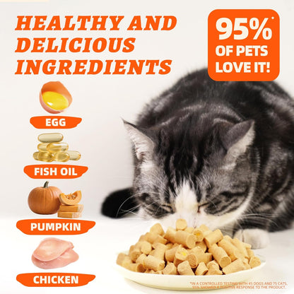 Wellix Chicken & Pumpkin Raw Treat – Freeze Dried Chicken Snacks, Pet Food Topper, Grain Free, Crunchy Cat Treats for Indoor Cats - for Small, Medium & Large Cats & Dogs