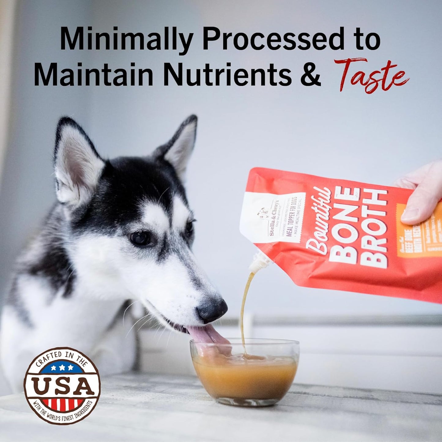 Stella & Chewy's Human-Grade Grass-Fed Beef Bone Broth for Dogs - Joint & Gut Health Liquid Food Topper with Collagen & Turmeric, 16 Fl Oz Resealable Pouch