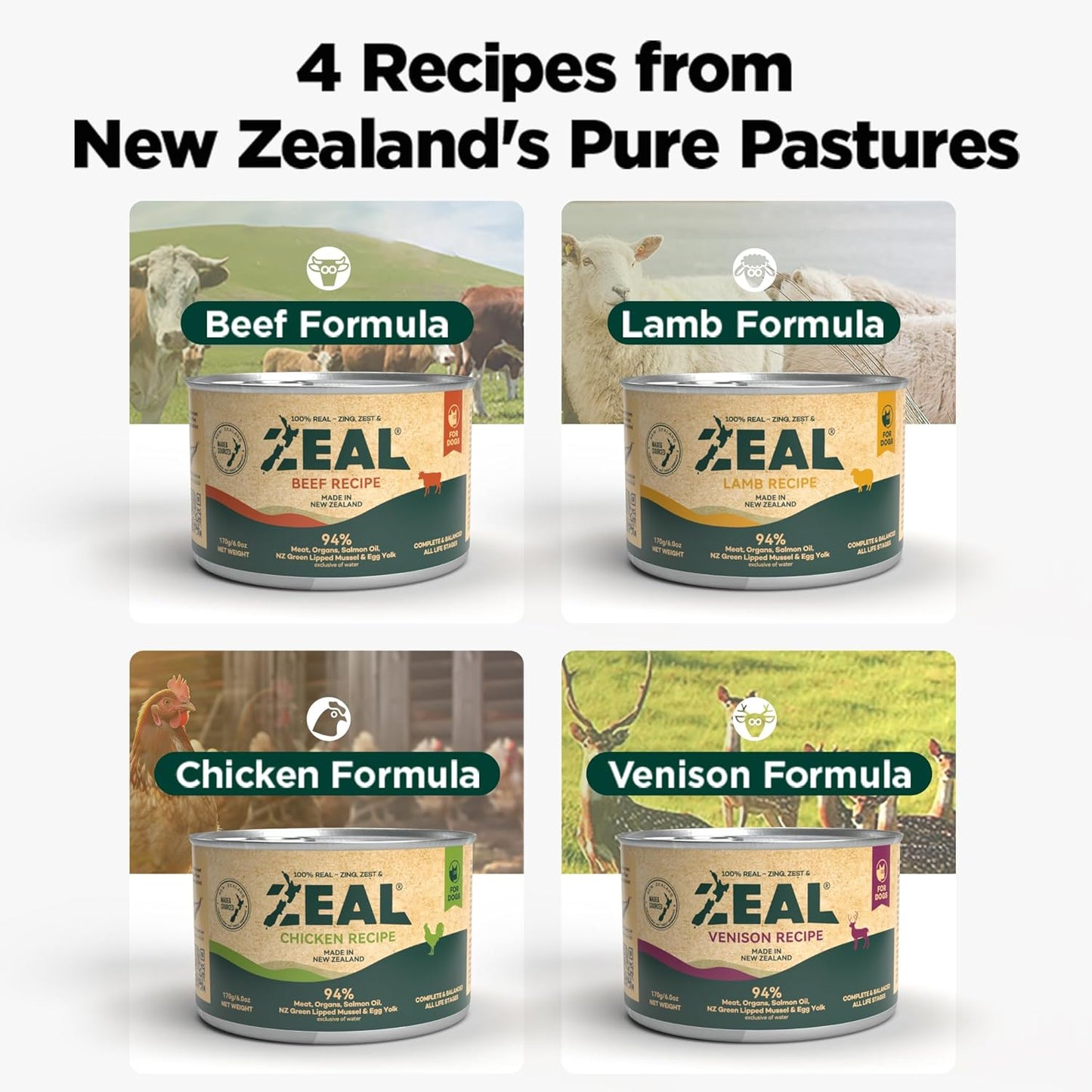 ZEAL New Zealand Wet Dog Food – High Protein, Grain-Free with Superfoods (Chicken & Salmon, 6oz Can, 12-Pack)