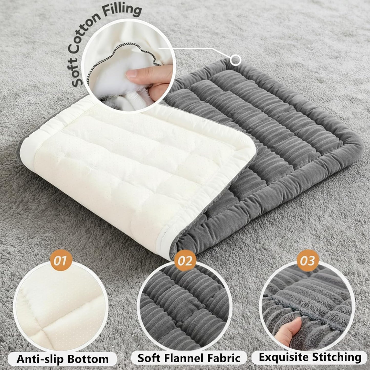 Dog Bed for Car Back Seat, Backseat Pet Bed Mat, Flannel Pet Cover for Loveseats, Non-Slip Dog Mat for Car - Travel Pet Mat Fit for Backseat Extenders & Seat Covers (Grey, 24.8x54 inch)