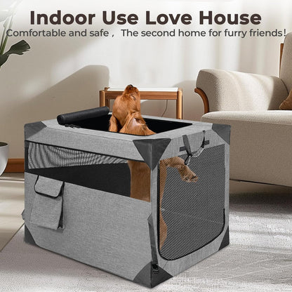 Dog Crate, Collapsible Soft Travel Crate for Large Dogs (3 Year Warranty), Indoor & Outdoor Portable Pet Kennel with Chew-Proof Mesh Window (Dark Gray, 30" L x 21" W x 21" H)