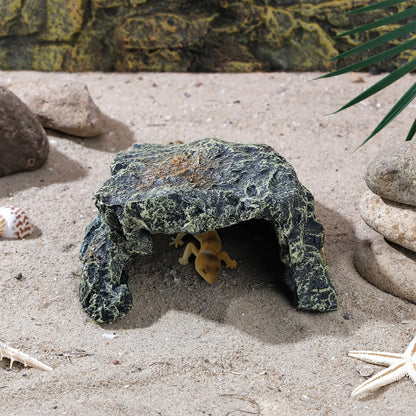 IBWell Resin Reptile Rock Cave, Lizard Tank Décor, Gecko Hide Reptile Hideout for Small Turtle Accessories for Tank, Leopard Gecko, Lazard Hideout