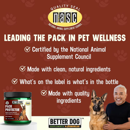 Better Dog Supplements Pack Protector by Cesar Millan – Natural Immune Support Powder for Dogs – Daily Immunity, Vitality & Internal Balance with Herbal Antioxidant Blend – 4oz (60-Day Supply)