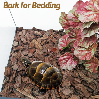 BNOSDM Reptile Pine Bark Substrate and Rectangle Basking Platform for Lizard