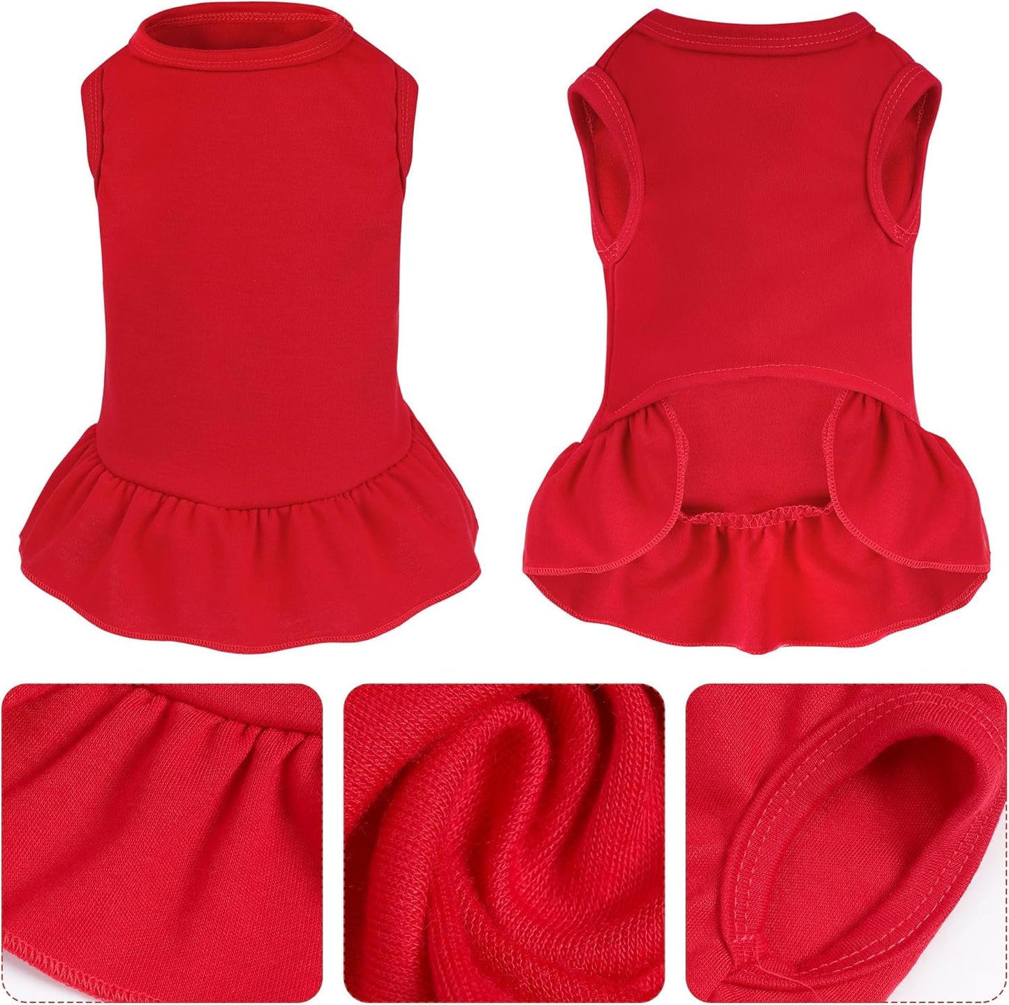 2 Pcs Dog Dresses Cat Skirt Solid Color Dog Clothes Summer Sleeveless Puppy Girl Clothes for Small Pet Dogs Cats (Black,Red, Small)