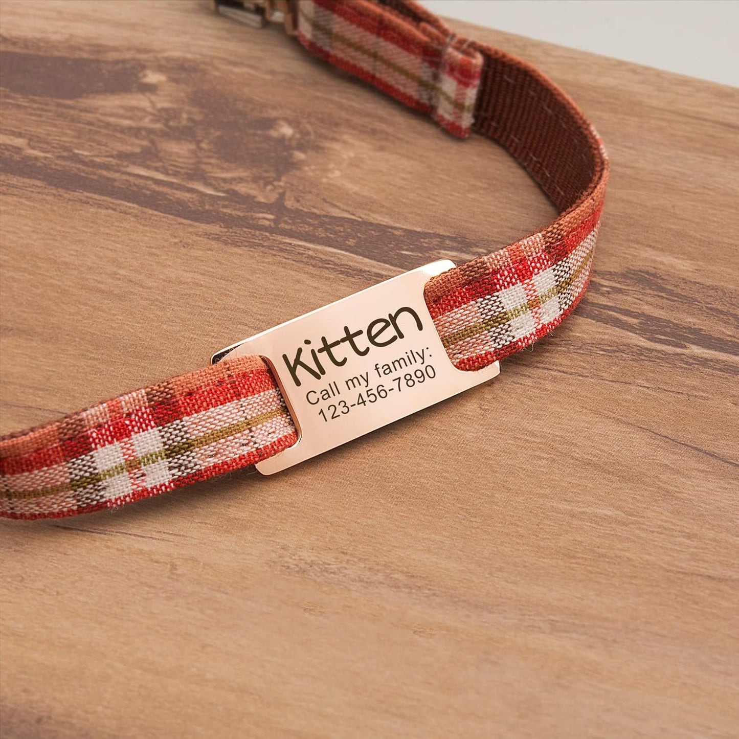 Anavia Slide On Silent Pet ID Tags, S/M/L/XL Personalized Gold Black Stainless Steel Customized Engraved Cat Dog Name Tags, Glossy Finish Chew-Proof Quiet Dog Collar Tag (Medium, Rose Gold)