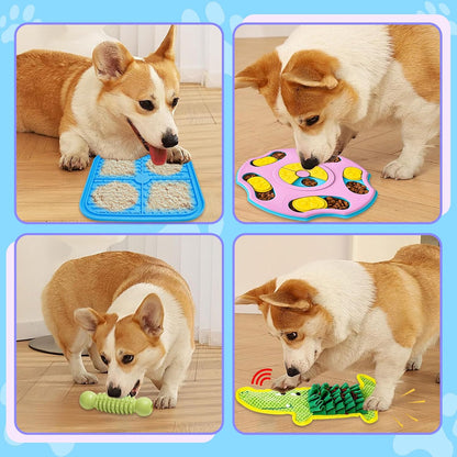9 PCS Interactive Dog Puzzle Toy Set, Mentally Stimulating Dog Enrichment Toys for Small to Medium Smart Dogs, Includes Lick Mat with Suction Cups and Snuffle Mat for Dogs
