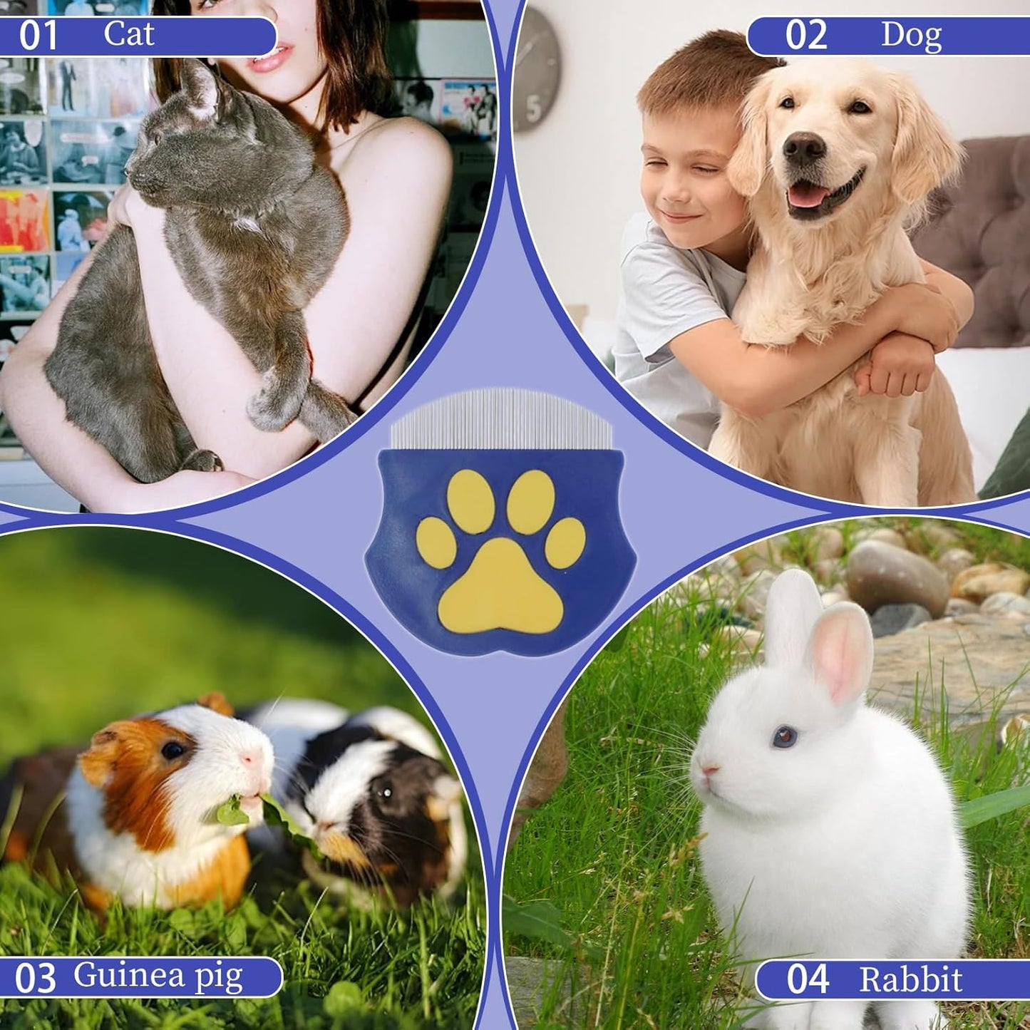 Tear Stain Comb for Small Dogs&Pet Hair Removal Glove set,Ultra-Fine Stainless Steel Dog Eye Booger Comb with Safe Rounded Teeth,Electrostatic Magic Brush Pet Hair Remover for Clothes Couch Carpet