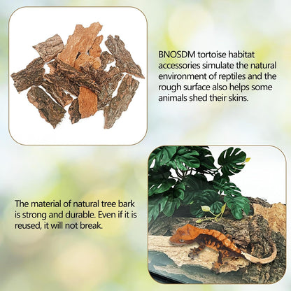 BNOSDM Reptile Cork Bark Substrate and Wooden Hideout Platform for Lizard, Gecko