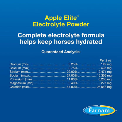 Farnam Apple Elite Electrolyte Supplement for Horses, Replaces Vital Minerals, Encourages Hydration, No Added Sugar, 20 Lbs., 160 Day Supply