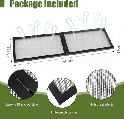 Landhoow 55 Gallon Screen Cover for Hinged Door Pet Reptile Terrarium Screen Cover Large Reptile Terrarium Fish Tank Lid with Center Hinge