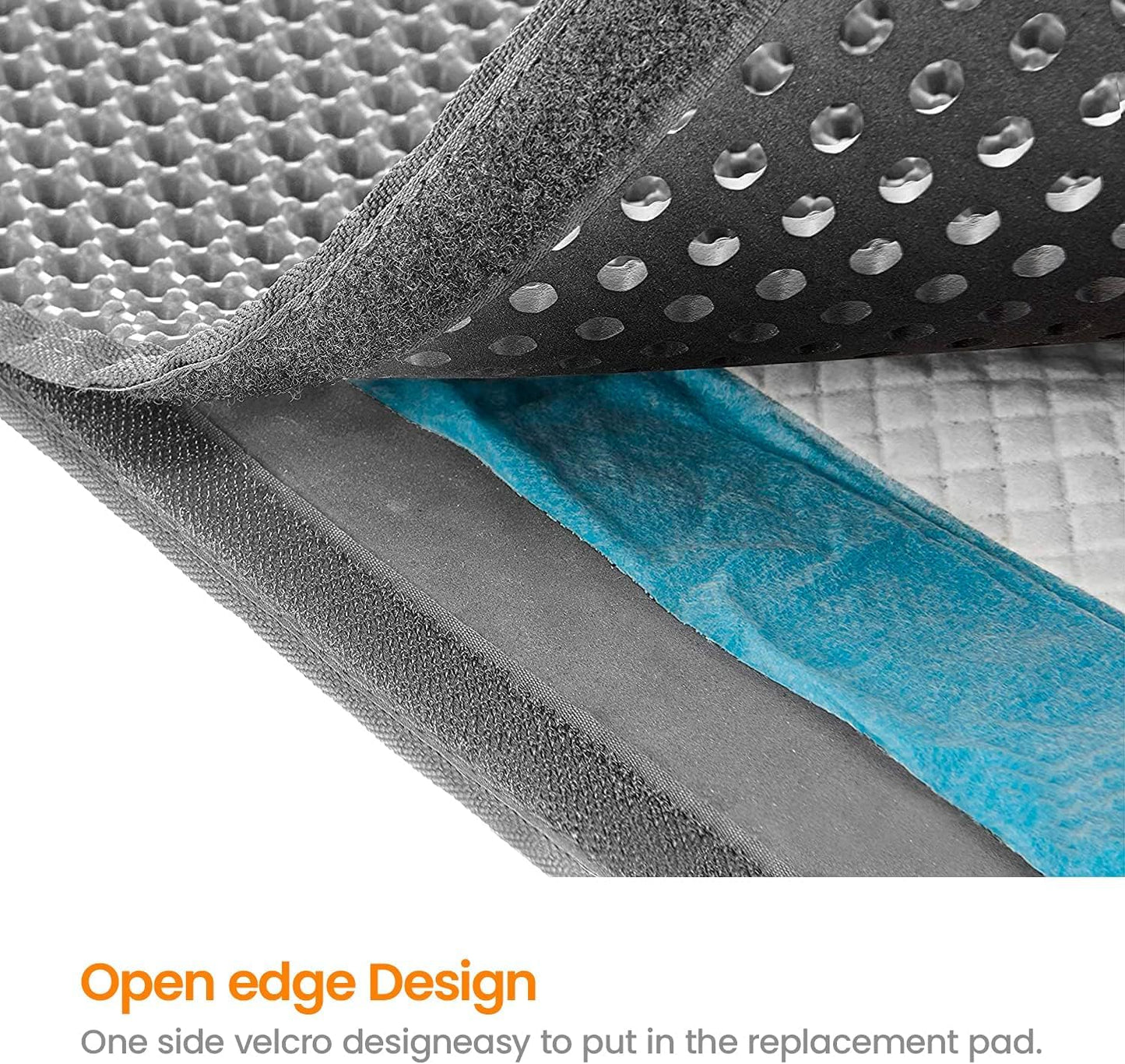 Cat Litter Mat-30"X24" Large Litter Box Mat for Kitty, EVA Honeycomb Double Layer Design, Urine & Waterproof with Unique Handle, Less Waste, Easier To Clean,Non Slip, Gray