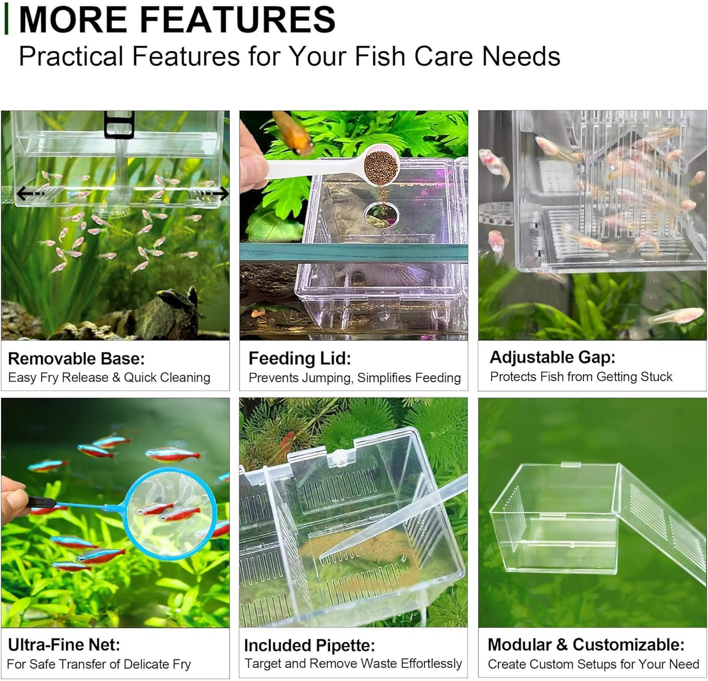 Triple-Chamber Aquarium Fish Breeder & Isolation Box, Transparent Hatching Incubator Tank with Suction Cups & Hook, Nursery for Livebearer Guppy Fry Breeding and Betta Fish, Shrimp Quarantine