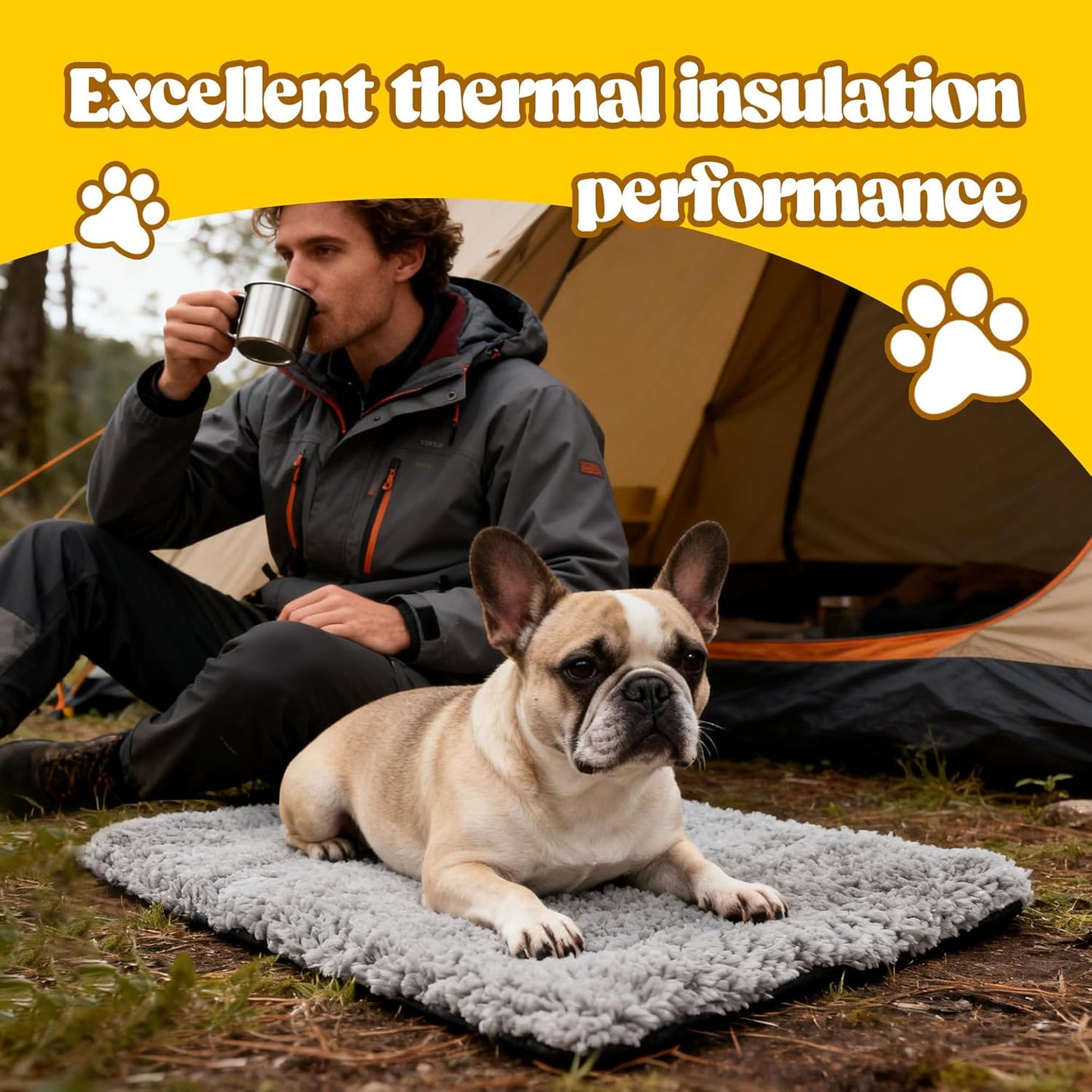 PatiencET Self Warming Cat Bed for Indoor Cats 18'' x 24'' - Cozy Fleece Heating Pad, Non-Electric Thermal Mat for Small Pets, Washable Soft Cushion for Winter Comfort and Warmth Grey