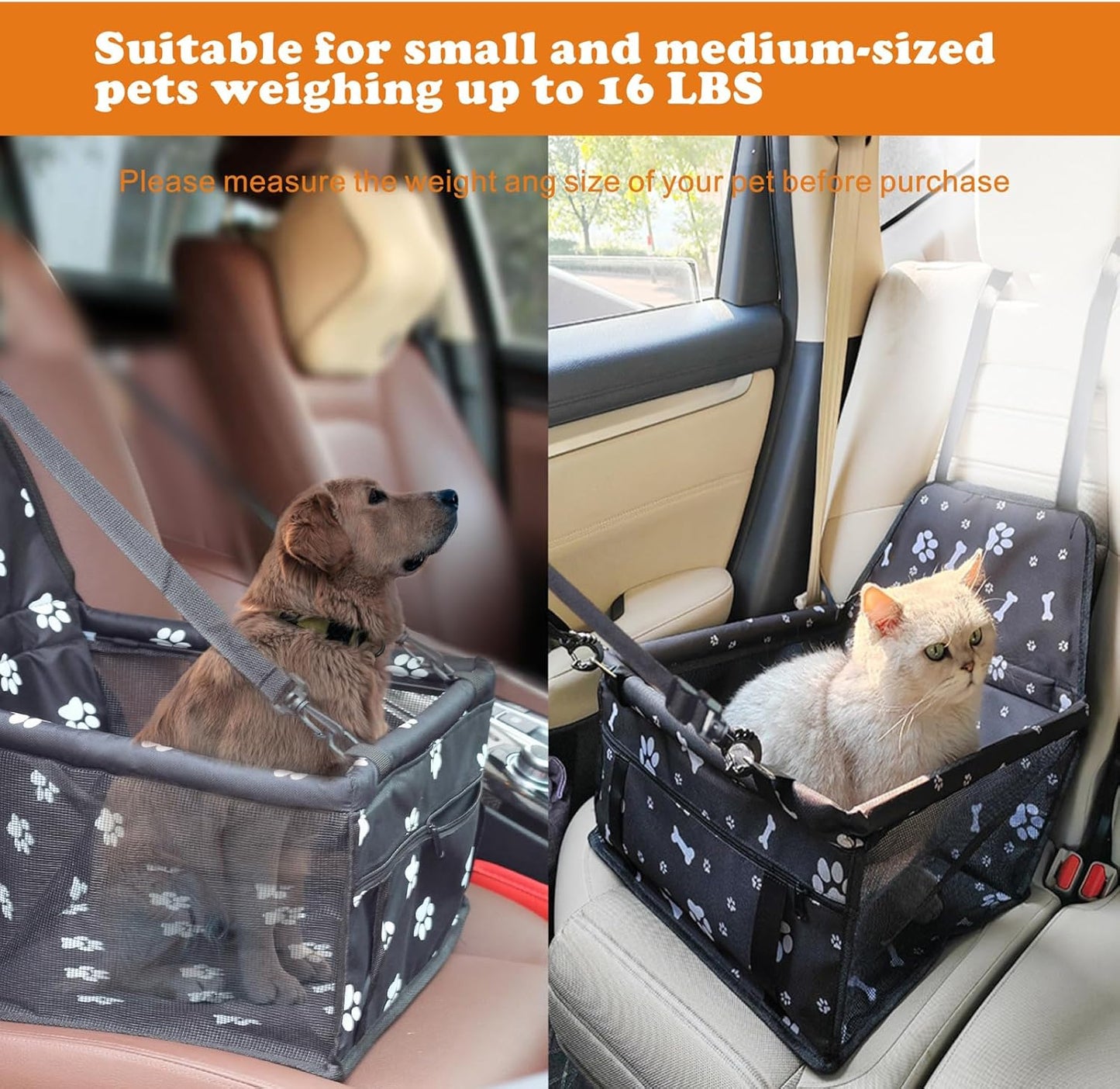 Dog Car Seat for Small Dogs, with Upgrade Support Rod, Breathable and Foldable, Easy Install Pet Car Seat, Travel Dog Bed, Dog Chair, Pet Car Basket