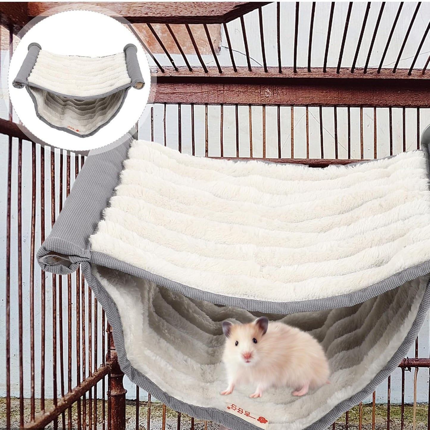 ERINGOGO Hamster Hanging Bed and Small Pet Hammock Detachable Warm Cage Accessory with Soft Fabric for Winter Use in Hamster Cages and Small Animal Habitats