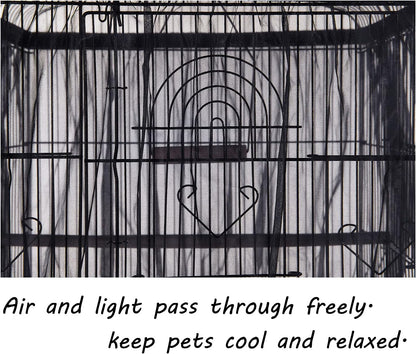 Tamu style Bird Cage Seed Catcher, Large, Stretchy Form Fitting Mesh Skirt Cover for Parrot Enclosures, Light and Breathable Fabric, Prevent Scatter and Mess, Reusable,Adjustable, Lightweight,Black