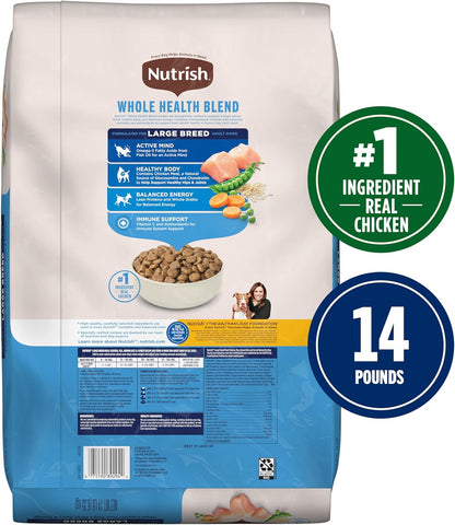 Nutrish Large Breed Real Chicken, Pea, Brown Rice & Carrot Recipe Whole Health Blend Dry Dog Food, 14 lb. Bag (Rachael Ray)