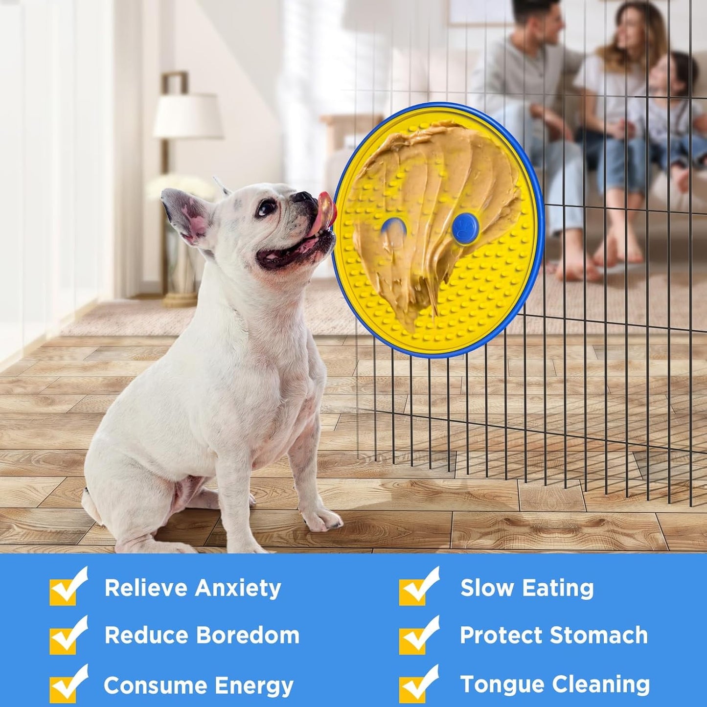 Lick Mat for Large Dogs, 8” Large Dog Peanut Butter Lick Pad for Crate with Stainless Steel Base, Boredom & Anxiety Reduce, Slow Feeding, Dog Slow Feeder Mat (Large, Anit-Tear)