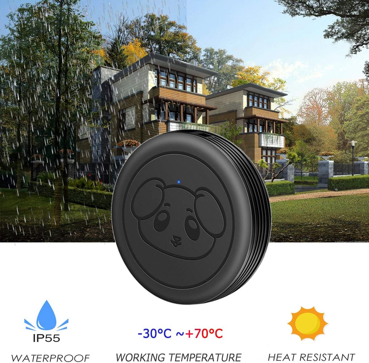 EverNary Dog Door Bell, Wireless Doggie Doorbells for Potty Training, Door Bell for Dogs to Go Outside, Dog Bells to with 1 Receiver and 2 Waterproof Transmitters (Black)