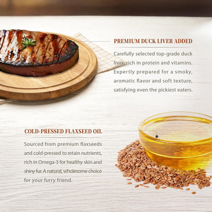 Herz Air-Dried Dog Food Beef & Duck Liver Recipe 2.2 lb, All-Natural, High-Protein, Grain-Free, Limited Ingredients, Complete & Balanced, Premium Canine Cuisine