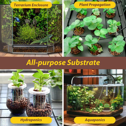 Legigo 4LBS Leca Balls Terrarium Substrate for Reptiles, Organic Lightweight Clay Pebbles Drainage Layer Substrate for Bioactive Terrarium, Expanded Clay Balls Hydro Balls for Reptiles Tank, Plants