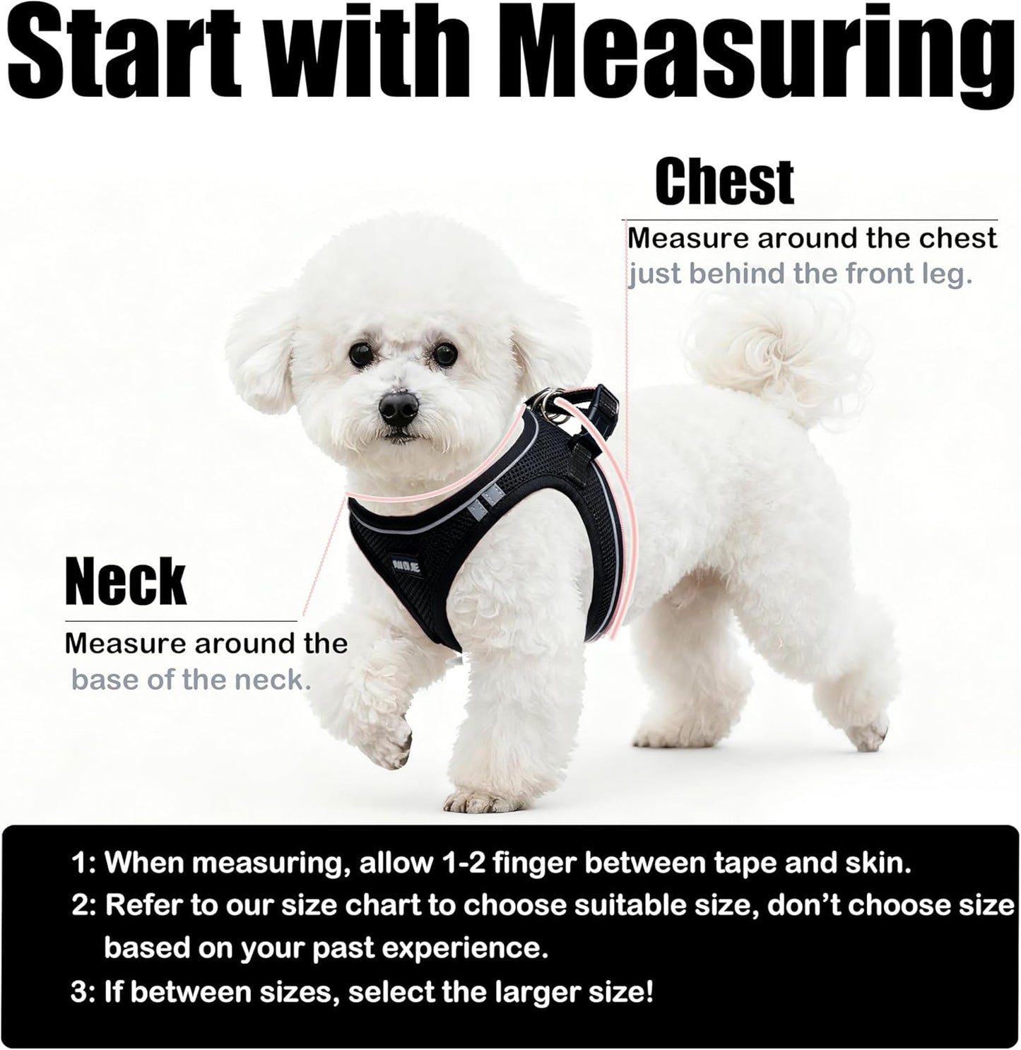 Dog Harness and Leash Set, No Pull Soft Mesh Pet Harness -in Puppy Pet Vest Harnesses for XS,Small,Medium Dogs and Cats Black-M