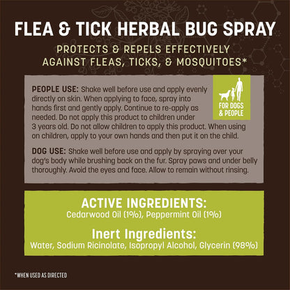 Earth Animal Apothecary Natural Flea & Tick - Herbal Bug Spray for Dogs & People - 8 oz. Bottle