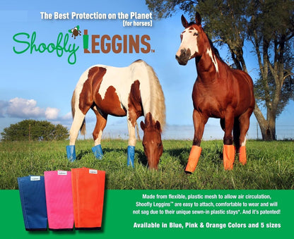SHOOFLY Horse Leggins, Prevent Paintful Fly Bites, Reduces Stress & Stomping, Chemical-Free Plastic Mesh Material (Orange/Medium)