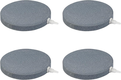 AQUANEAT Air Stone Disc, 4 Packs, Aerator Bubble Diffuser, Air Pump Accessories for Hydroponics, Aquarium Fish Tank, Ponds, DWC Reservoirs and Circulation System (4.8 inch)