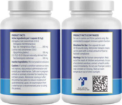 Rx Vitamins GlucaMune Forte - Immune Support Supplement with Beta Glucan for Dogs and Cats - Strengthens Natural Defenses for Overall Health - 60ct