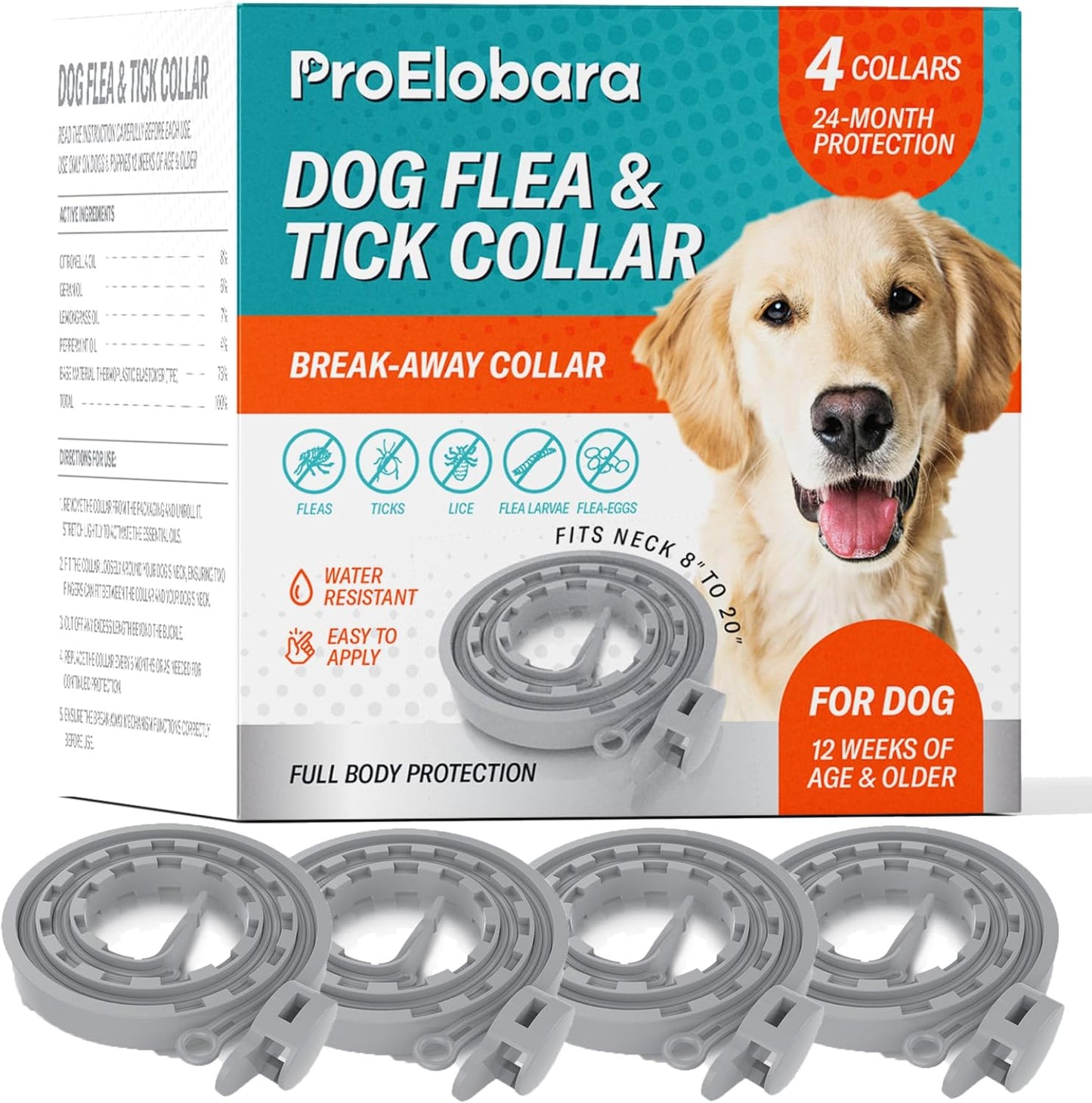 Flea and Tick Prevention Collars for Dogs: Effective Pet Flea Tick Treatment for Dog Collar - Adjustable Natural Flea Tick Collars for Extra Large, Medium, Small Dogs, Fleas Ticks Control for Puppies