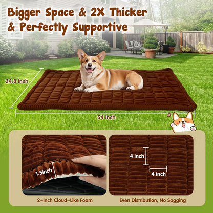 Backseat Pet Bed Mat, Plaid Dog Bed for Car Back Seat, Flannel Dog Covers for Loveseats, Non-Slip Travel Pet Mat, Custom Fit for Backseat Extenders and Seat Covers, 54"x24.8", Brown