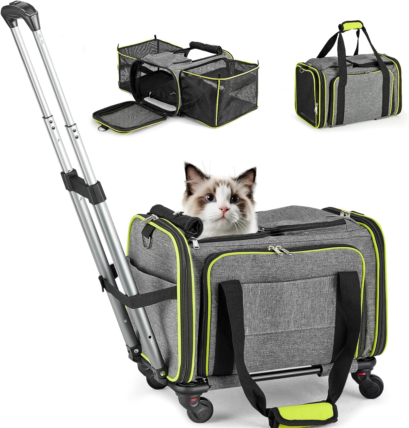 Pet Carrier with Wheels & Cat Scratcher Board Bundle Product
