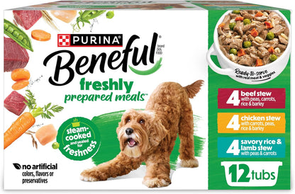 Purina Beneful Gravy Wet Dog Food Variety Pack, Prepared Meals Stew - (12) 10 oz. Tubs