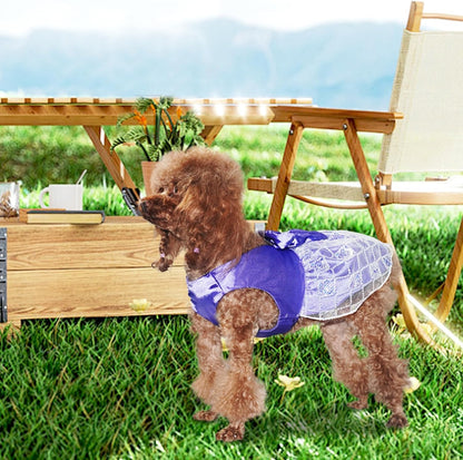Dog Dress, Dog Party Dress and Dogs Summer Flower Dresses with Lace-Up