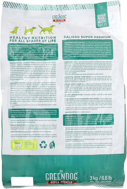 The Green Dog: Super Premium - Adult Regular Bite - 6.6 Lb Bag Dog Food - Plant Based Protein, Vegan Dry Pet Kibble, Gluten Free, Complete Nutrition