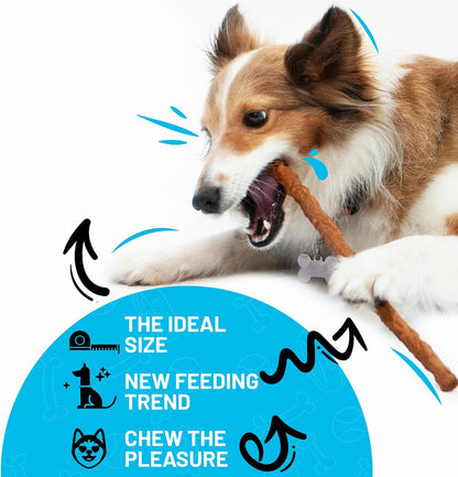 Sitka Farms Beef Sticks - 10 Inch Dog Chews, All Natural Beef Flavor - 50 Count, Premium Crunchy Munchy Sticks with Bully, Collagen and Gelatin