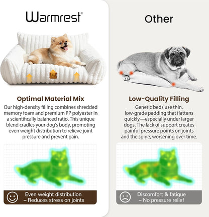 Cat Couch for Pets, Cute Small Dog Couch Bed with Cozy Soft Faux Rabbit Fur for Small Dogs, Fuzzy Dog Couch for Indoor Cats, Supportive Pet Sofa with Removable Washable Cover, Cream, 30"