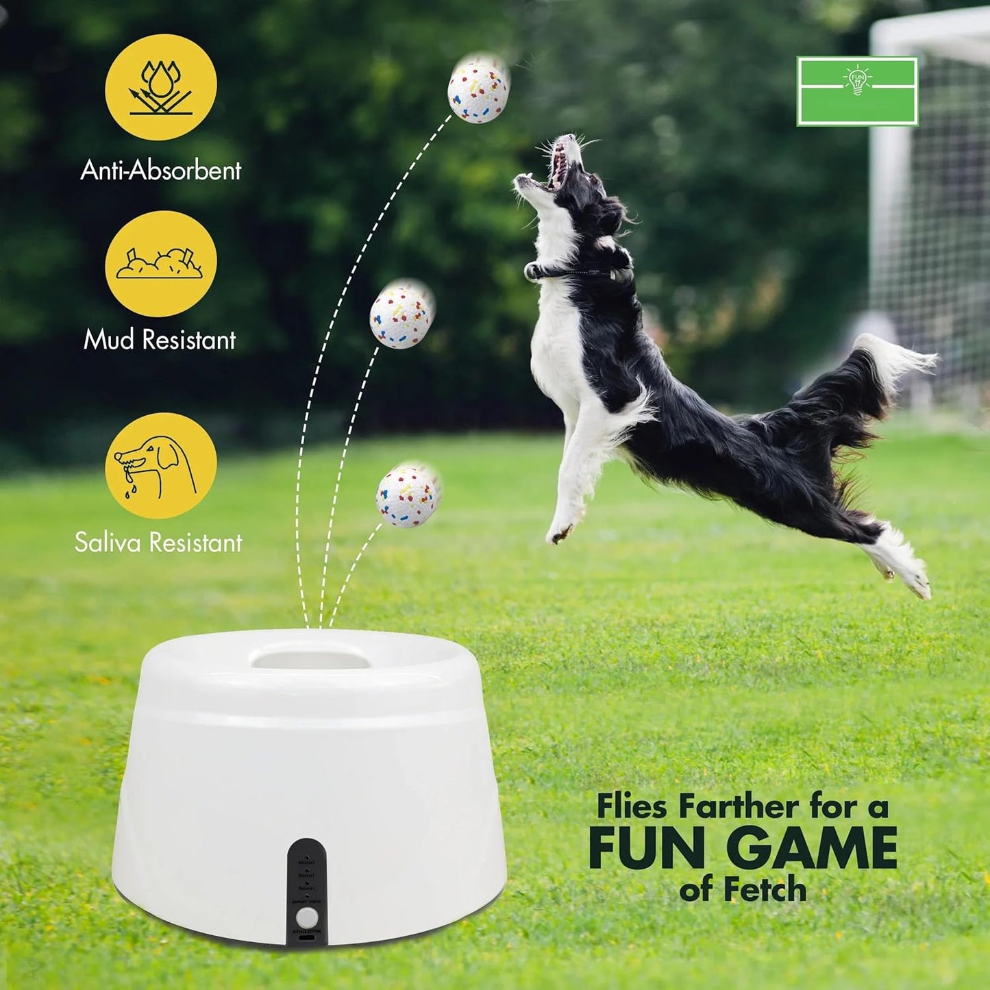 Automatic Dog Ball Launcher for Small & Medium Dogs, Interactive Fetch Machine with 3 Adjustable Launch Distances, Tennis Balls Thrower Toy for Endless Play Orange / 3 Ball