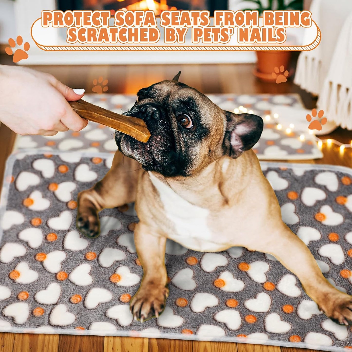 Chumia 18 Pcs Fleece Pet Blanket Soft Warm Sleep Mat Fluffy Cute Puppy Supplies Paw Bone Star Elephant Dot Heart Print Design Bed Blankets for Dog Cat Kitten Animals (41 x 30 Inch,Sweet)