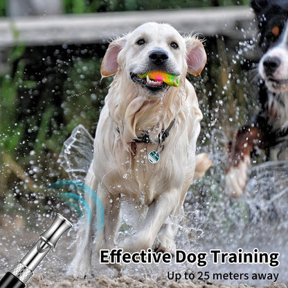 2 PCS Dog Whistle Training, Silent Dog Whistle to Stop Barking, Adjustable Ultrasonic Dogs Training Whistles with Lanyard (Black+White)