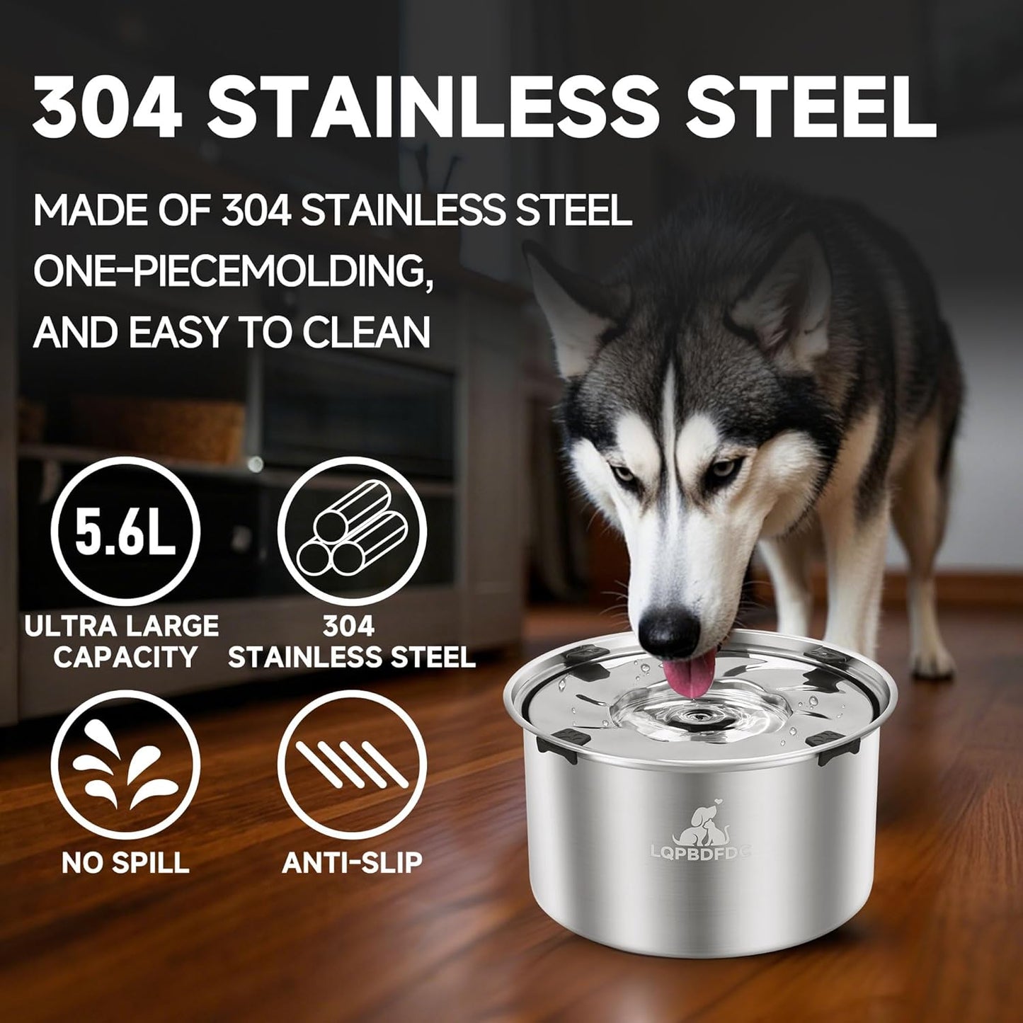 Dog Water Bowl No Spill and Slow Feeder Dog Bowl, 304 Stainless Steel