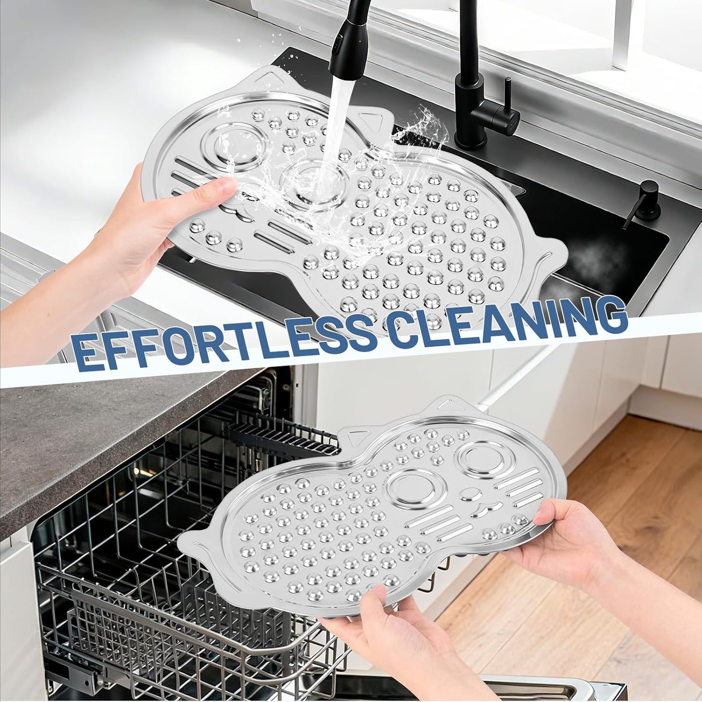 Stainless Steel Lick Mat for Dogs & Cats, Pet-Shaped Slow Feeder Pad, Chew-Proof, Non-Slip Large Licking Mat for Slow Eating, Stress Relief, Whisker Friendly for Cats