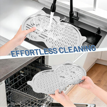 Stainless Steel Lick Mat for Dogs & Cats, Pet-Shaped Slow Feeder Pad, Chew-Proof, Non-Slip Large Licking Mat for Slow Eating, Stress Relief, Whisker Friendly for Cats