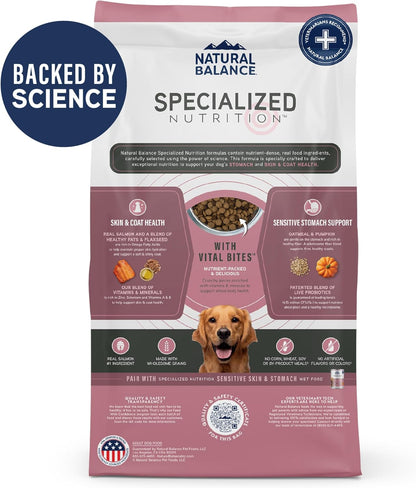 Natural Balance Specialized Nutrition Dry Dog Food with Salmon and Oatmeal for Dogs, Sensitive Skin & Stomach Dog Food, Natural Ingredients with Added Vitamins & Minerals - 22 lbs