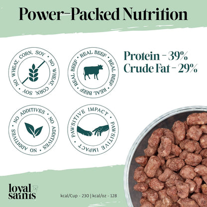 Freeze Dried Raw Dog Food - Premium Beef Flavor with High Protein and Grain Free Dog Food for Small or Large Breeds and Picky Eaters - Versatile as Meal Topper, Snack, and Treats, 5 Oz