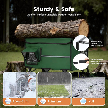 X-Large Collapsible Heated Cat House - Metal Frame, 100% Insulated Waterproof Outdoor Stray Cat Shelter with Heating Pad & Escape Door,Temperature Control & Timer, Warm Shelter for Cats, Black