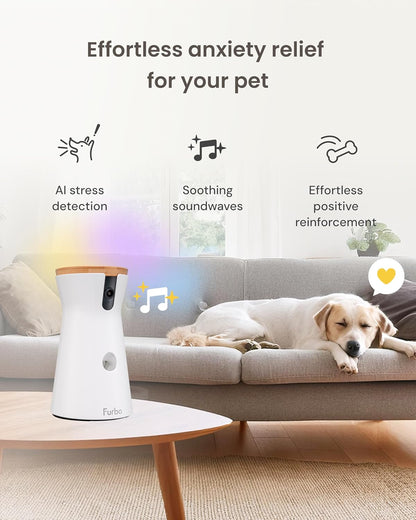 Furbo 360° Dog Camera [Subscription Required] Unlock w/Paid Plan: Home Security & Dog Safety Alerts, Rotating Pet Treat Toss w/ 2-Way Speaker, Smart Cam w/Phone App (Low Risk, 3mo Min. Cancel Anytime)